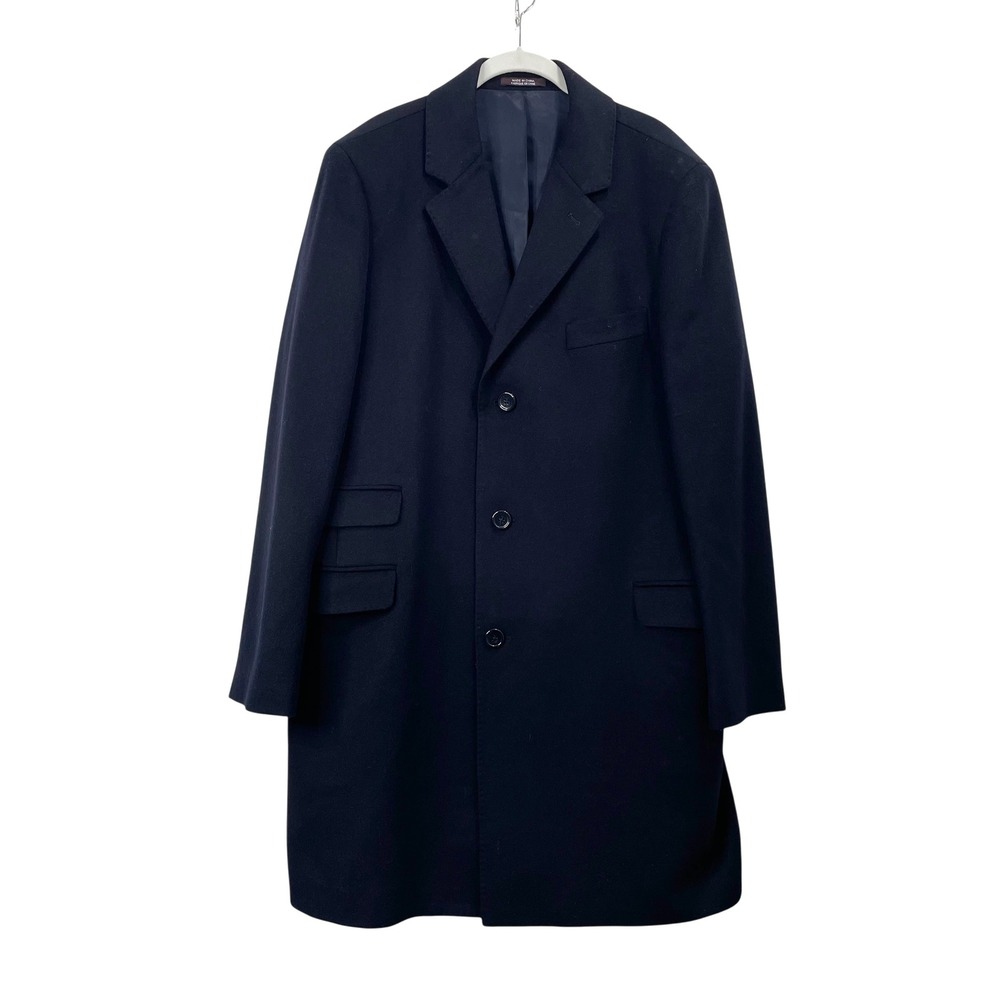 Cardinal of‎ Canada wool cashmere single breast midi coat Size 44R black blue